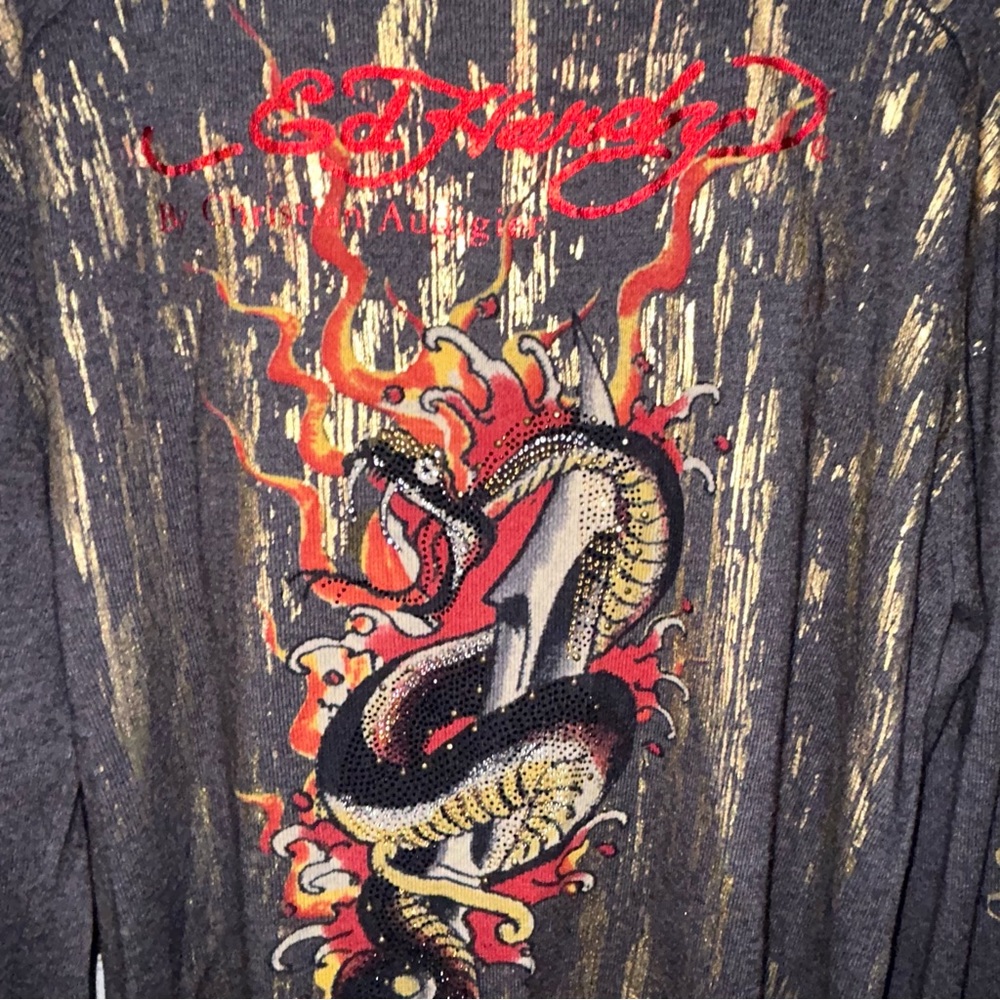 Ed Hardy by Christian Audigier Dragon Print cardigan sweater SZ XXL‎ NWT - Picture 7 of 11
